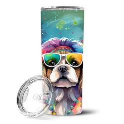 Picture of Carolines Treasures DAC2561TBL20 3 x 8.25 x 3 in. Shih Tzu Hippie Dawg Stainless Steel Skinny Tumbler