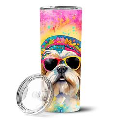 Picture of Carolines Treasures DAC2562TBL20 3 x 8.25 x 3 in. Shih Tzu Hippie Dawg Stainless Steel Skinny Tumbler