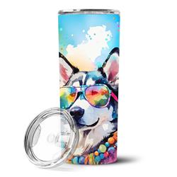 Picture of Carolines Treasures DAC2563TBL20 3 x 8.25 x 3 in. Siberian Husky Hippie Dawg Stainless Steel Skinny Tumbler