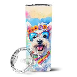 Picture of Carolines Treasures DAC2569TBL20 3 x 8.25 x 3 in. & 20 oz Westie Hippie Dawg Stainless Steel Skinny Tumbler