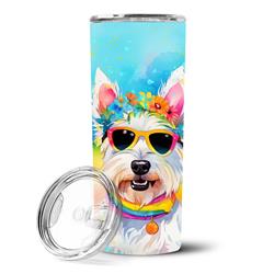 Picture of Carolines Treasures DAC2570TBL20 3 x 8.25 x 3 in. & 20 oz Westie Hippie Dawg Stainless Steel Skinny Tumbler