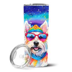 Picture of Carolines Treasures DAC2571TBL20 3 x 8.25 x 3 in. & 20 oz Westie Hippie Dawg Stainless Steel Skinny Tumbler
