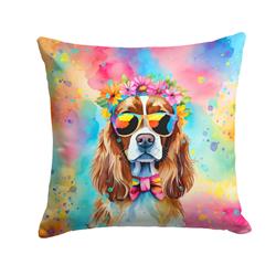 3 x 14 x 14 in. Cavalier Spaniel Hippie Dawg Fabric Decorative Pillow