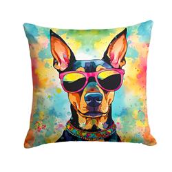 3 x 14 x 14 in. Doberman Pinscher Hippie Dawg Fabric Decorative Pillow