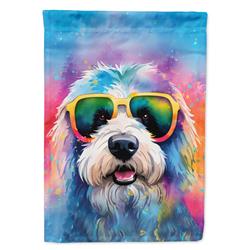 DAC2536CHF 0.15 x 40 x 28 in. Old English Sheepdog Hippie Dawg House Flag
