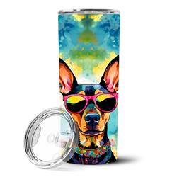 Picture of Carolines Treasures DAC2503TBL20 3 x 8.25 x 3 in. & 20 oz Doberman Pinscher Hippie Dawg Stainless Steel Skinny Tumbler