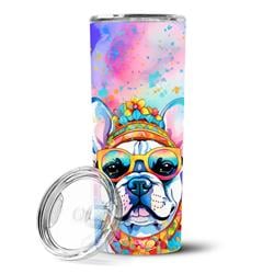 Picture of Carolines Treasures DAC2505TBL20 3 x 8.25 x 3 in. & 20 oz French Bulldog Hippie Dawg Stainless Steel Skinny Tumbler