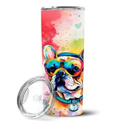 Picture of Carolines Treasures DAC2506TBL20 3 x 8.25 x 3 in. & 20 oz French Bulldog Hippie Dawg Stainless Steel Skinny Tumbler