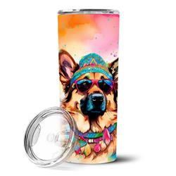 Picture of Carolines Treasures DAC2511TBL20 3 x 8.25 x 3 in. & 20 oz German Shepherd Hippie Dawg Stainless Steel Skinny Tumbler