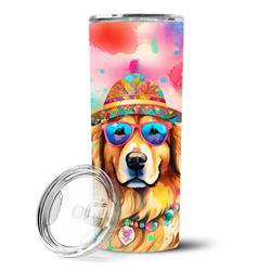 Picture of Carolines Treasures DAC2514TBL20 3 x 8.25 x 3 in. & 20 oz Golden Retriever Hippie Dawg Stainless Steel Skinny Tumbler
