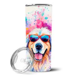 Picture of Carolines Treasures DAC2516TBL20 3 x 8.25 x 3 in. & 20 oz Great Pyrenees Hippie Dawg Stainless Steel Skinny Tumbler
