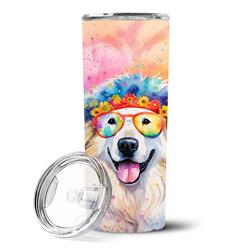 Picture of Carolines Treasures DAC2517TBL20 3 x 8.25 x 3 in. & 20 oz Great Pyrenees Hippie Dawg Stainless Steel Skinny Tumbler