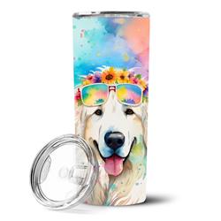 Picture of Carolines Treasures DAC2518TBL20 3 x 8.25 x 3 in. & 20 oz Great Pyrenees Hippie Dawg Stainless Steel Skinny Tumbler