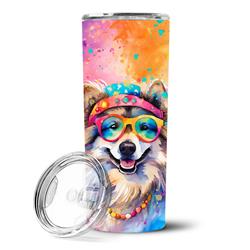 Picture of Carolines Treasures DAC2519TBL20 3 x 8.25 x 3 in. & 20 oz Keeshond Hippie Dawg Stainless Steel Skinny Tumbler