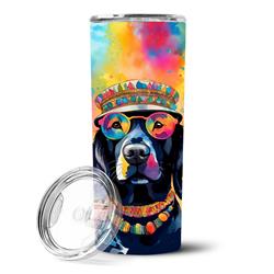 Picture of Carolines Treasures DAC2520TBL20 3 x 8.25 x 3 in. & 20 oz Black Labrador Hippie Dawg Stainless Steel Skinny Tumbler