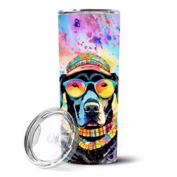 Picture of Carolines Treasures DAC2522TBL20 3 x 8.25 x 3 in. & 20 oz Black Labrador Hippie Dawg Stainless Steel Skinny Tumbler