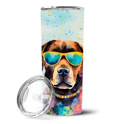 Picture of Carolines Treasures DAC2523TBL20 3 x 8.25 x 3 in. & 20 oz Chocolate Labrador Hippie Dawg Stainless Steel Skinny Tumbler