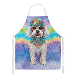 Picture of Carolines Treasures DAC2464APRON 0.01 x 30 x 27 in. Bichon Frise Hippie Dawg Apron