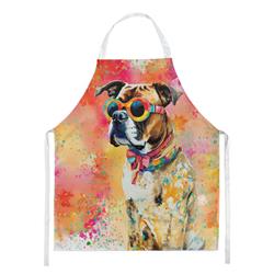 Picture of Carolines Treasures DAC2473APRON 0.01 x 30 x 27 in. Boxer Hippie Dawg Apron