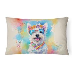 3 x 16 x 12 in. Westie Hippie Dawg Fabric Decorative Pillow