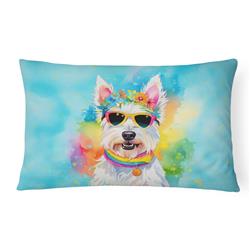 3 x 16 x 12 in. Westie Hippie Dawg Fabric Decorative Pillow