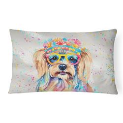3 x 16 x 12 in. Yorkshire Terrier Hippie Dawg Fabric Decorative Pillow