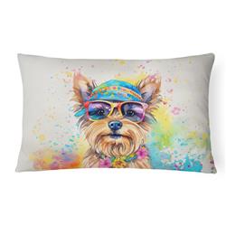 3 x 16 x 12 in. Yorkshire Terrier Hippie Dawg Fabric Decorative Pillow