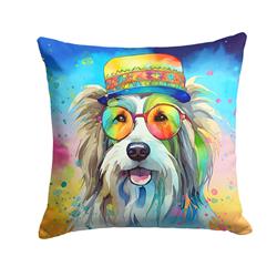 3 x 14 x 14 in. Bearded Collie Hippie Dawg Fabric Decorative Pillow