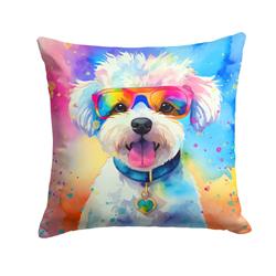 3 x 14 x 14 in. Bichon Frise Hippie Dawg Fabric Decorative Pillow