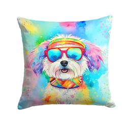 3 x 14 x 14 in. Bichon Frise Hippie Dawg Fabric Decorative Pillow