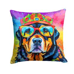 3 x 18 x 18 in. Rottweiler Hippie Dawg Fabric Decorative Pillow