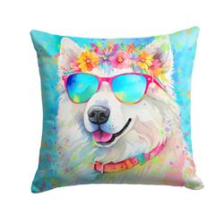 3 x 18 x 18 in. Samoyed Hippie Dawg Fabric Decorative Pillow
