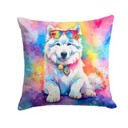 3 x 18 x 18 in. Samoyed Hippie Dawg Fabric Decorative Pillow
