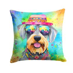 3 x 18 x 18 in. Schnauzer Hippie Dawg Fabric Decorative Pillow