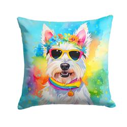 3 x 18 x 18 in. Westie Hippie Dawg Fabric Decorative Pillow
