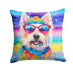 3 x 18 x 18 in. Westie Hippie Dawg Fabric Decorative Pillow