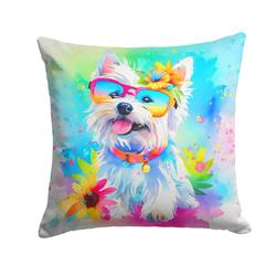 3 x 18 x 18 in. Westie Hippie Dawg Fabric Decorative Pillow
