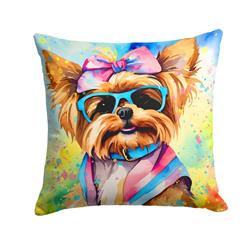 3 x 18 x 18 in. Yorkshire Terrier Hippie Dawg Fabric Decorative Pillow