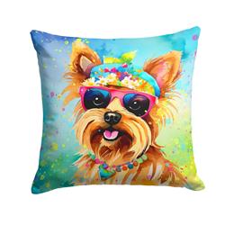 3 x 18 x 18 in. Yorkshire Terrier Hippie Dawg Fabric Decorative Pillow