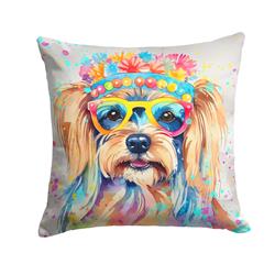 3 x 18 x 18 in. Yorkshire Terrier Hippie Dawg Fabric Decorative Pillow