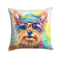 3 x 18 x 18 in. Yorkshire Terrier Hippie Dawg Fabric Decorative Pillow