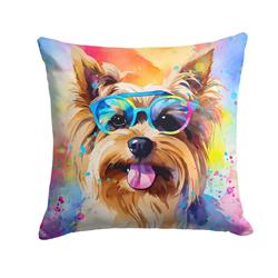 3 x 18 x 18 in. Yorkshire Terrier Hippie Dawg Fabric Decorative Pillow