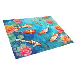 0.2 x 15 x 12 in. Koi Fish Glass Cutting Board, Large