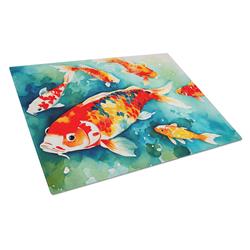 0.2 x 15 x 12 in. Koi Fish Glass Cutting Board, Large