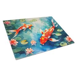 0.2 x 15 x 12 in. Koi Fish Glass Cutting Board, Large