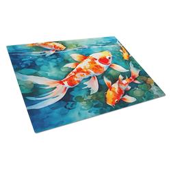 0.2 x 15 x 12 in. Koi Fish Glass Cutting Board, Large