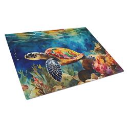 0.2 x 15 x 12 in. Loggerhead Sea Turtle Glass Cutting Board, Large