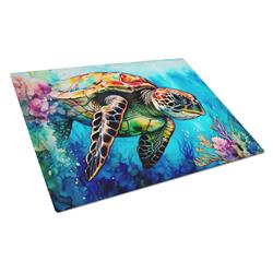 0.2 x 15 x 12 in. Loggerhead Sea Turtle Glass Cutting Board, Large