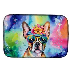 0.2 x 21 x 14 in. Boston Terrier Hippie Dawg Dish Drying Mat