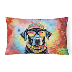 3 x 16 x 12 in. Black Labrador Hippie Dawg Fabric Decorative Pillow